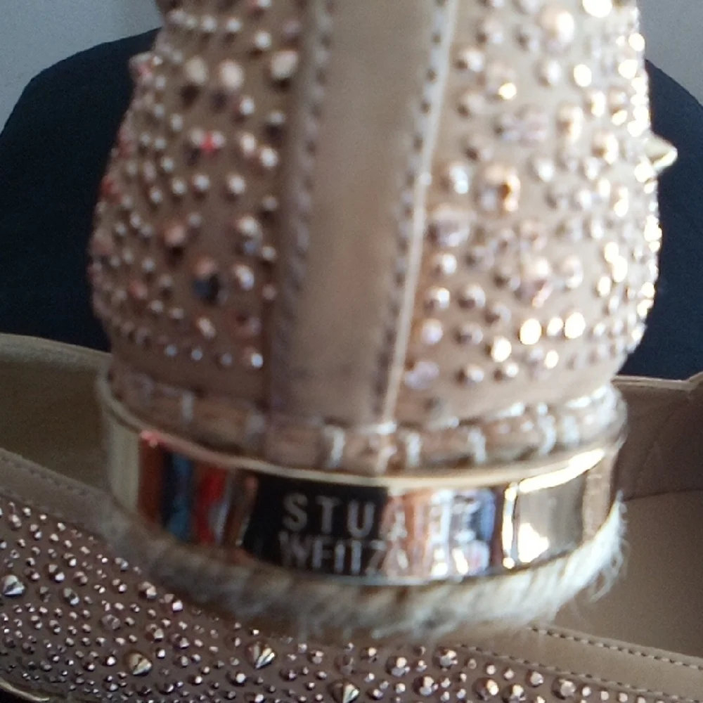 Stuart Weitzman Gold Beaded Espadrilles